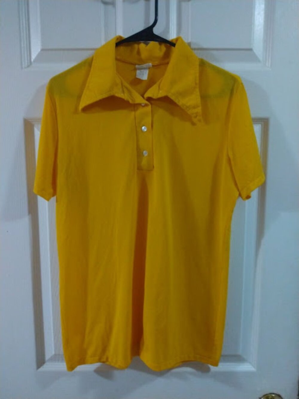 Vintage 80s? Sears Nylon Polo Gold or Mustard Yellow Junior Size 14